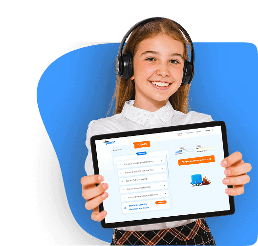 Descubra a plataforma que vai acelerar o aprendizado de inglês do seu filho.